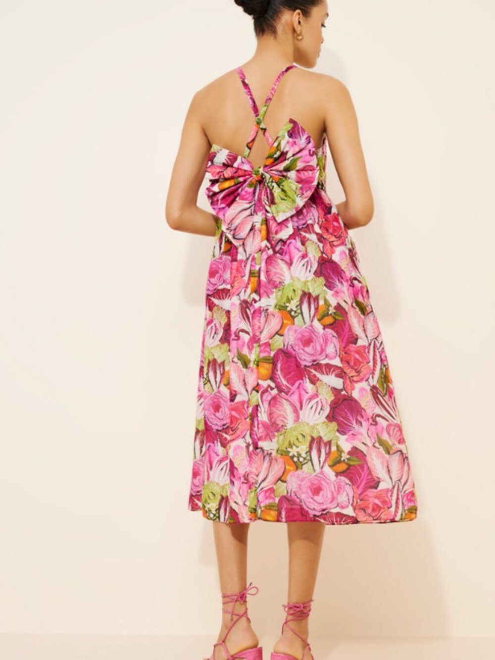 RACHEL ANTONOFF Women's Rebecca Silk Blend Midi Dress Size XL Radicchio Citrus - Picture 2 of 9